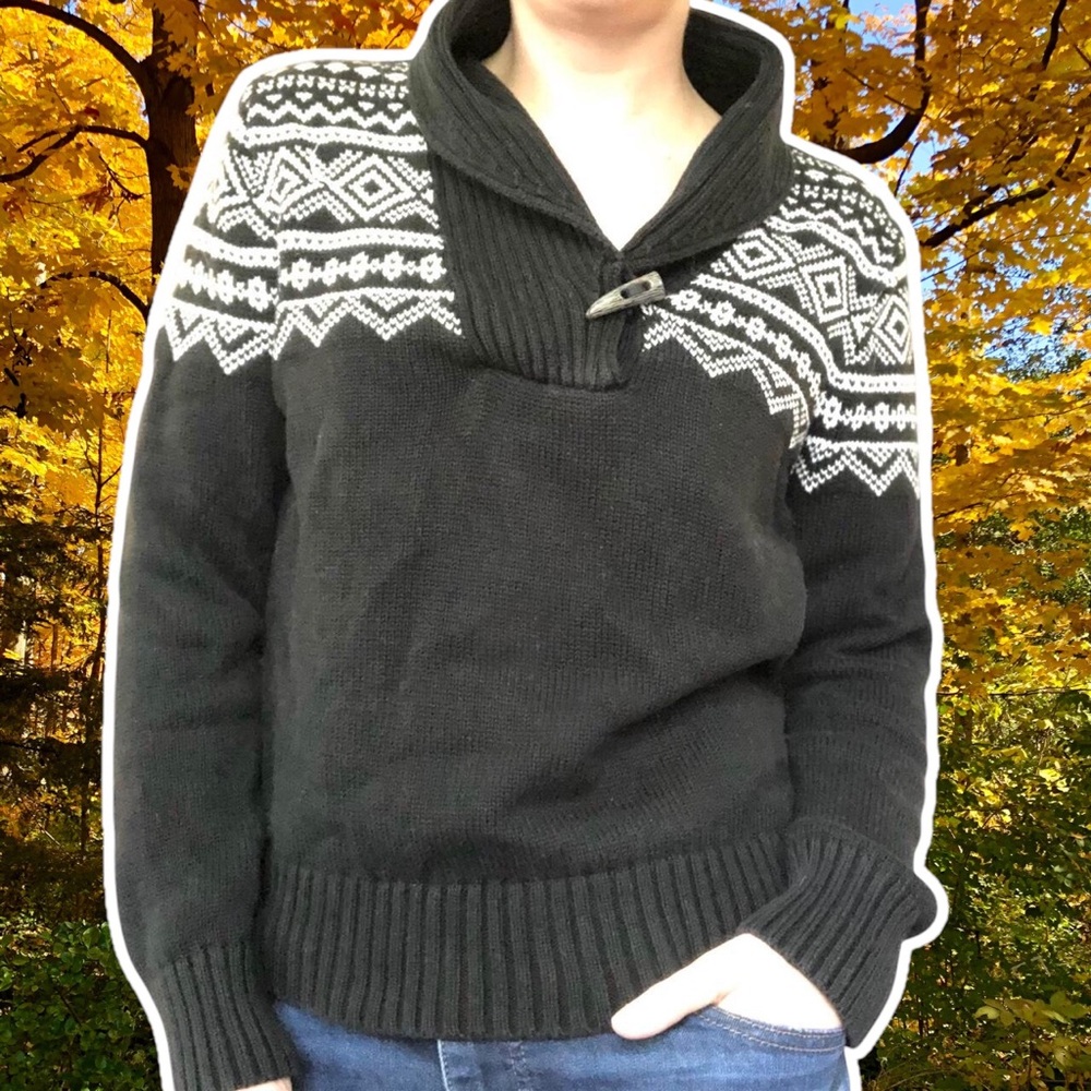 True Vintage 90s Lauren Ralph Lauren Shawl Collar Sweater with Fair Isles Detail